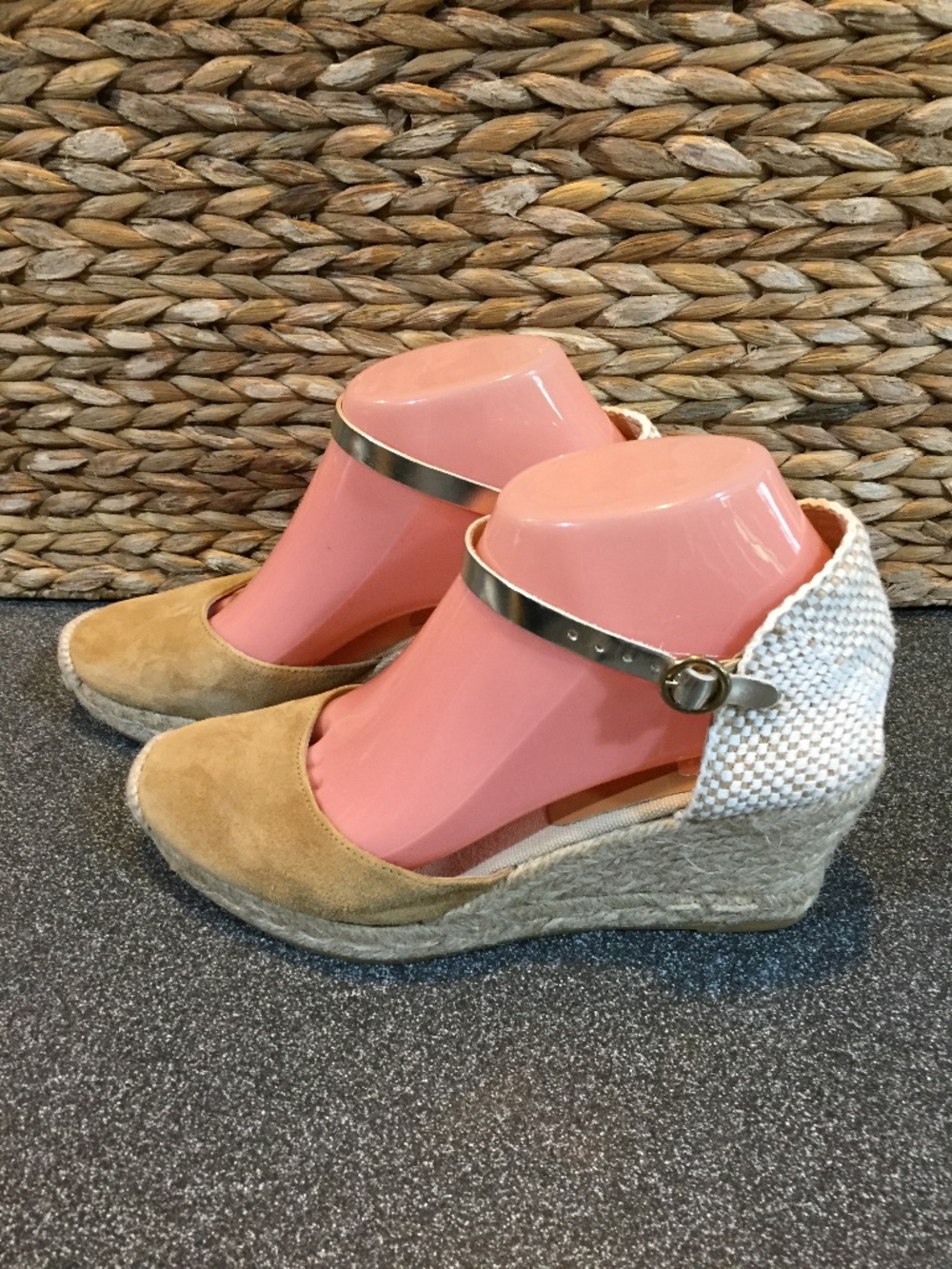 Kanna Two-Tone Tan Espadrille Wedge Sandals